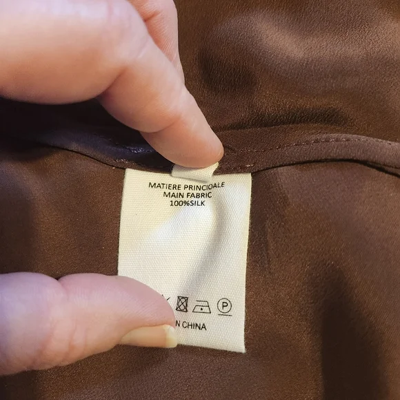 Doen Elowen 100% Silk Skirt With Ecru Lace Trim In Brown Cafe NWOT - Picture 3 of 6